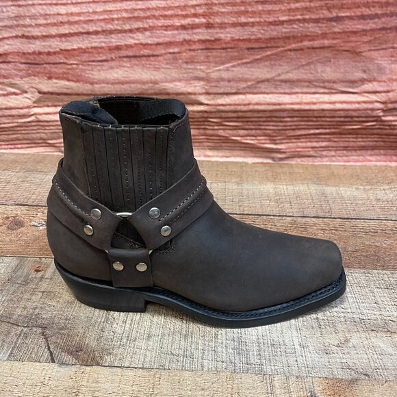 Men's Genuine Leather Biker Brown Ankle Boots Handmade in Mexico Half Boots - Picture 3 of 7